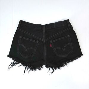 Levis 501 Black Denim Cut Off Shorts Frayed Hem Womens Size 27 831055